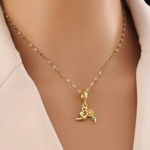 Gold Sunflower Watering Can Necklace Garden Charm Stainless Steel Pendant Womens